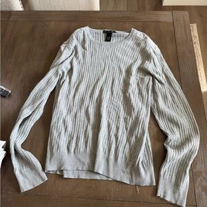 Calvin Klein Men's Light Gray Ribbed Crewneck Sweater